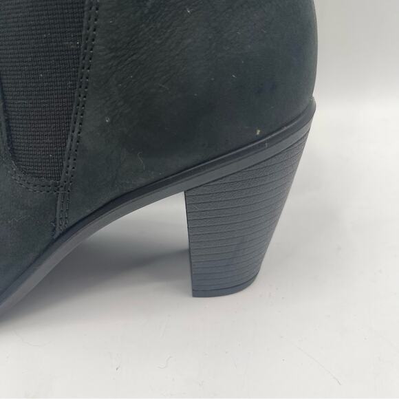 ECCO Boots Black Heeled Leather Nubuck Pull On Elastic Ankle Comfort SZ38(7/7.5) - Picture 5 of 12